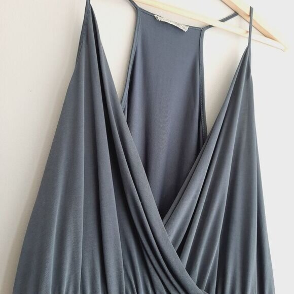 BEAR DANCE / Surplice Spaghetti Strap Stretchy & Soft Romper Blue Sz L - Picture 5 of 10